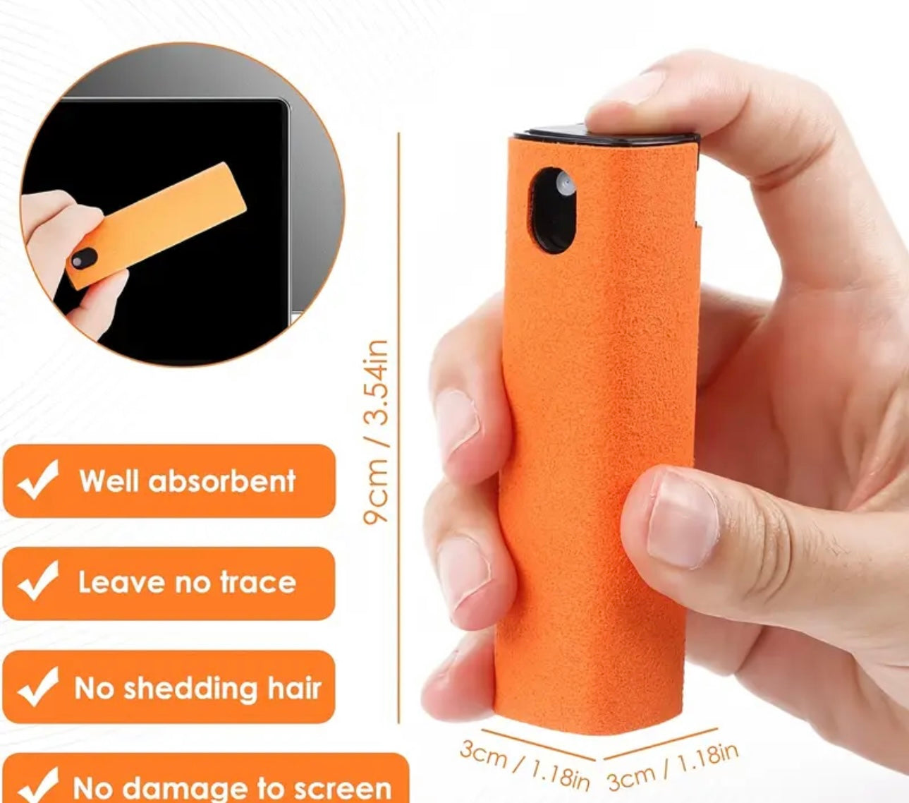 2 in 1 Screen Cleaner Spray with Microfiber Cloth for Computer Mobile Phone