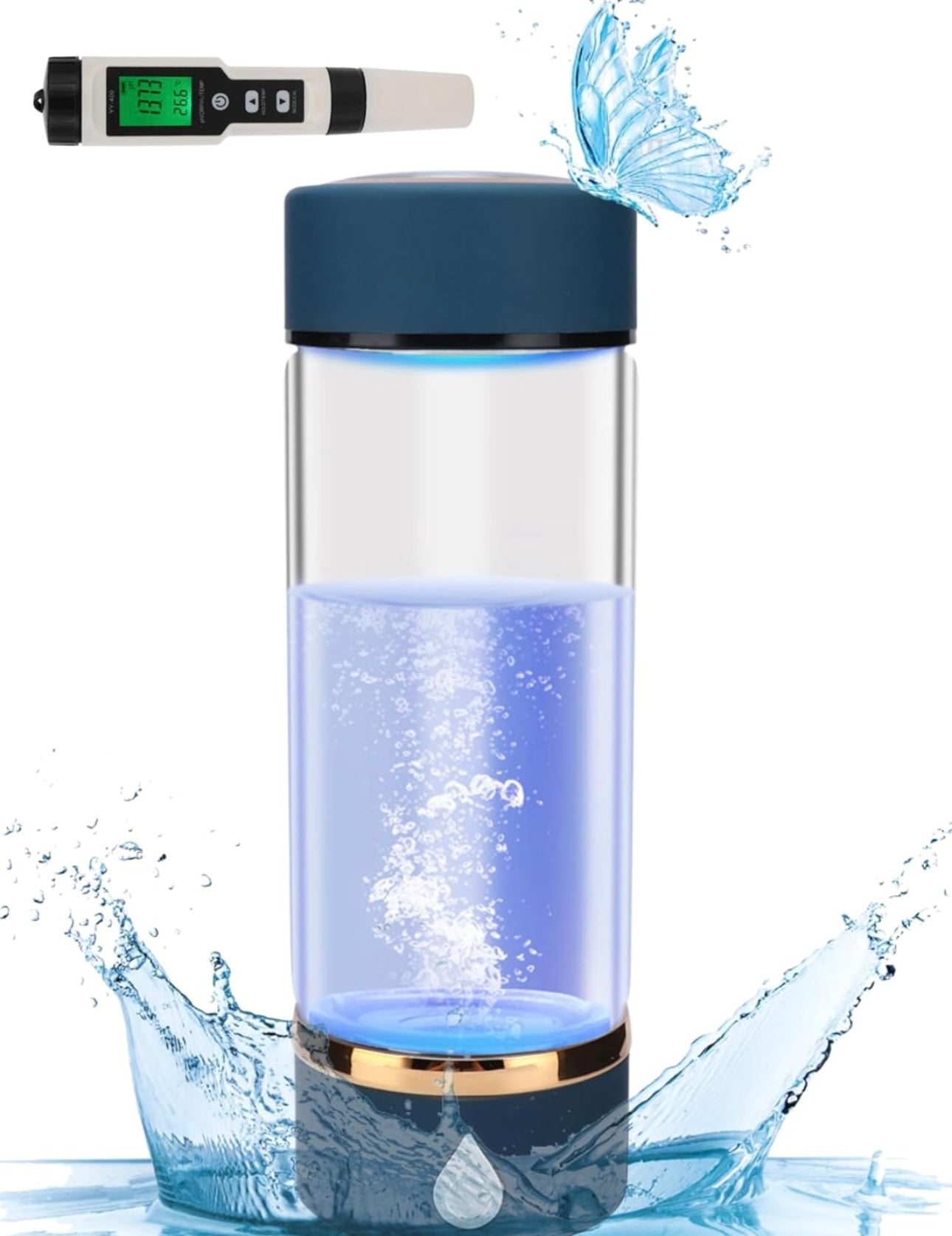 400ml Portable Hydrogen Water Machine with Dual Layer Glasses Pl-Ti Alloy Electrolytic Sheet