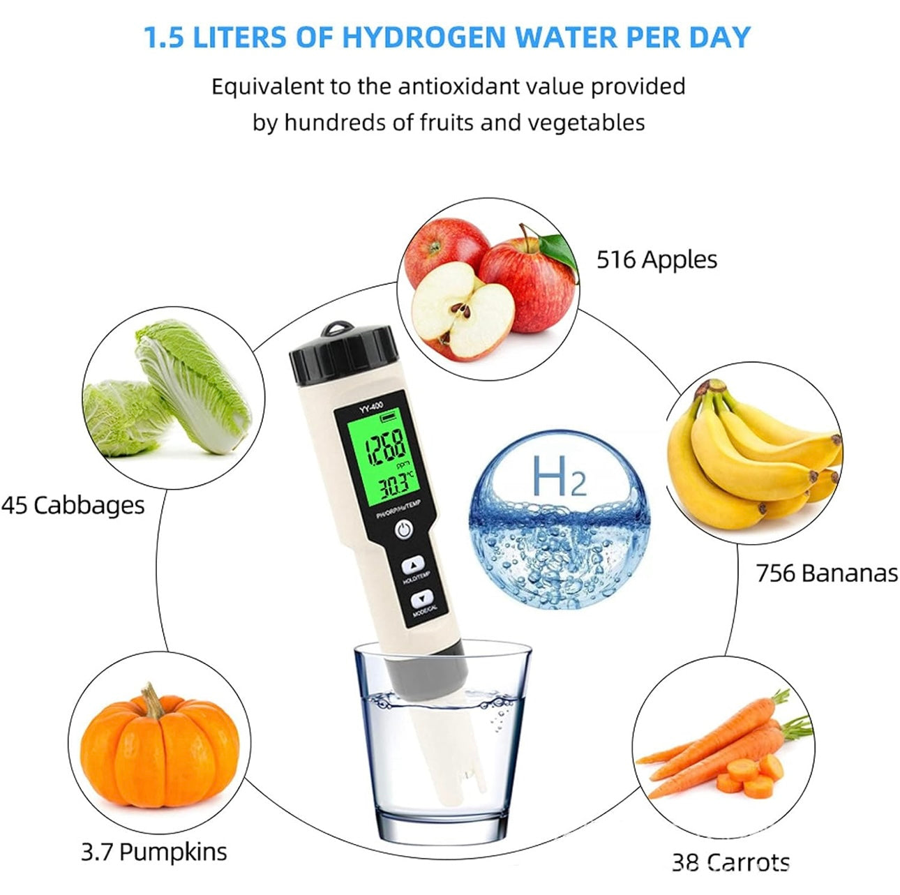 400ml Portable Hydrogen Water Machine with Dual Layer Glasses Pl-Ti Alloy Electrolytic Sheet