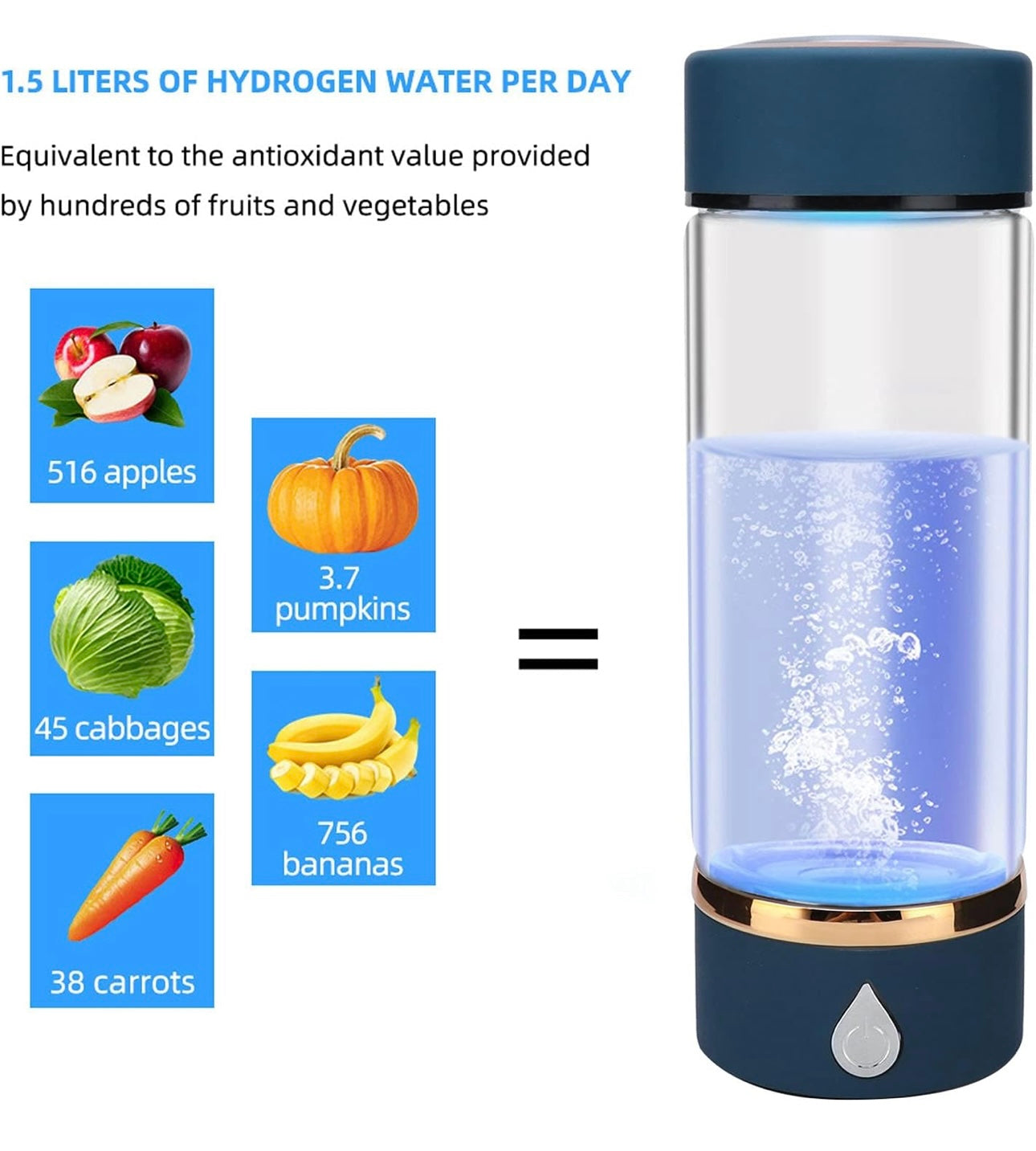 400ml Portable Hydrogen Water Machine with Dual Layer Glasses Pl-Ti Alloy Electrolytic Sheet