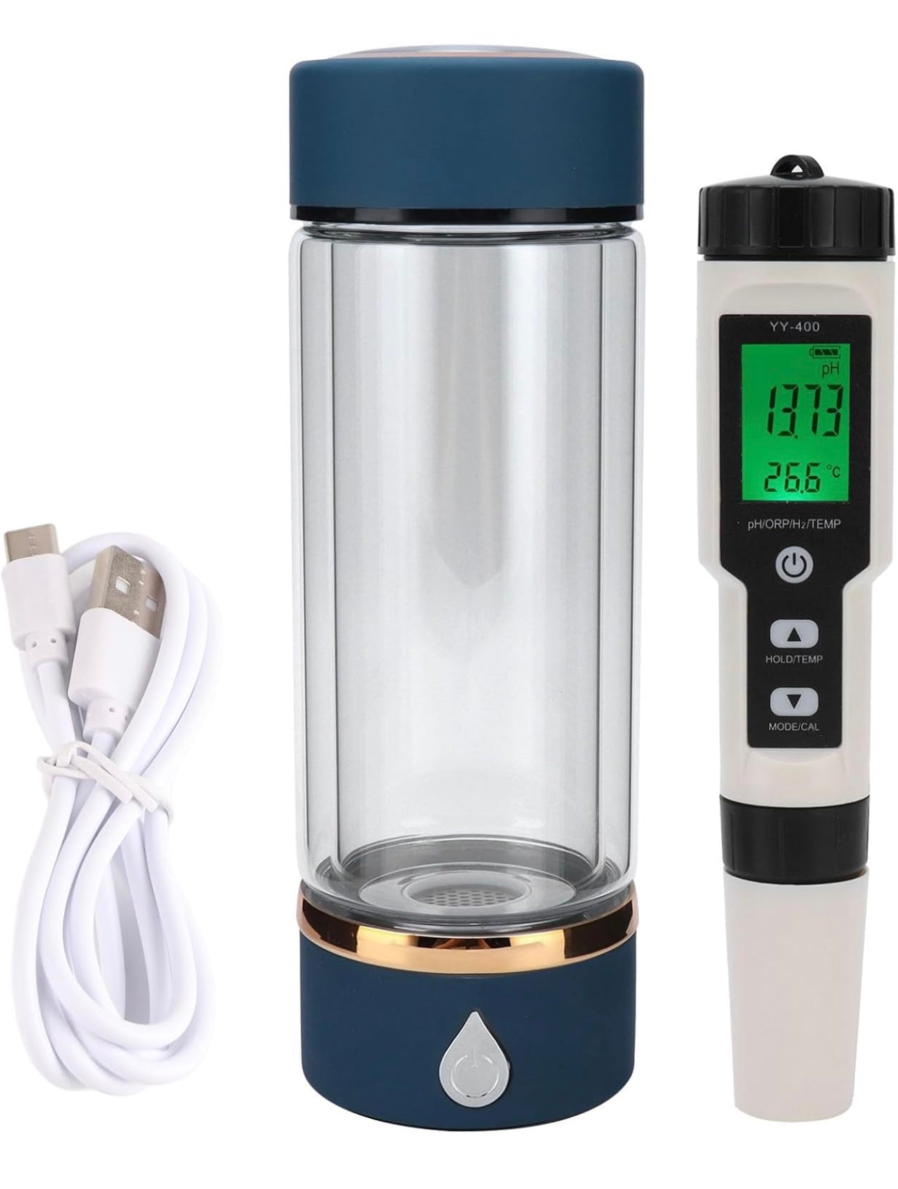 400ml Portable Hydrogen Water Machine with Dual Layer Glasses Pl-Ti Alloy Electrolytic Sheet