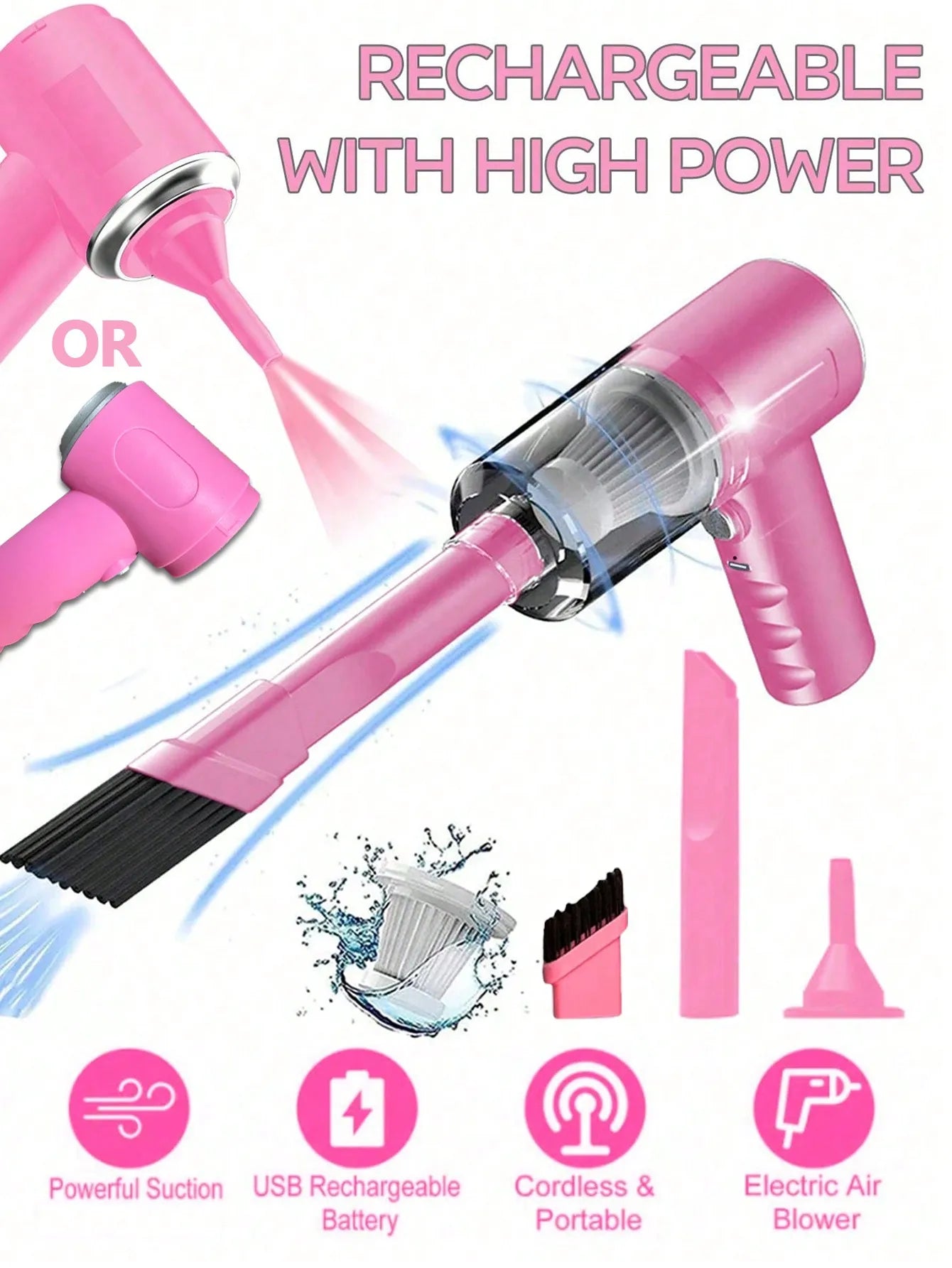 3 In 1 Vacuum Combination Vacuum Cleaner USB Charging Small Car