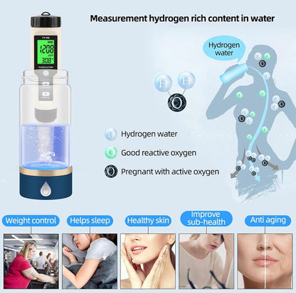 400ml Portable Hydrogen Water Machine with Dual Layer Glasses Pl-Ti Alloy Electrolytic Sheet